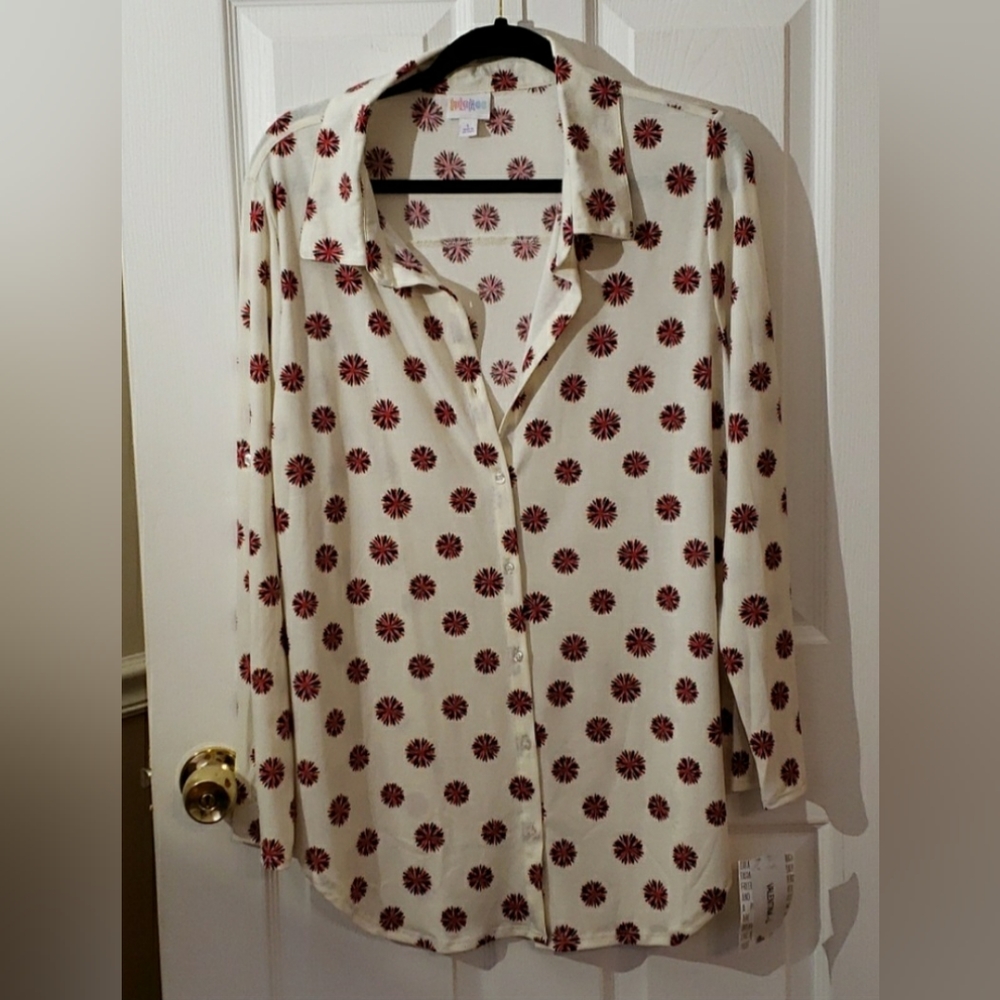 Lularoe Valentina Misses Long Sleeve Blouse Top  Size Large NWT